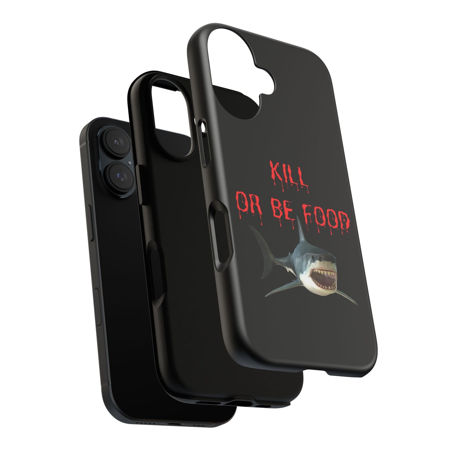 Shark Phone Case with Kill or Be Food Design, Tough Cases for Shark Lovers, Unique Gift for Halloween, Birthday, or Ocean Enthusiasts