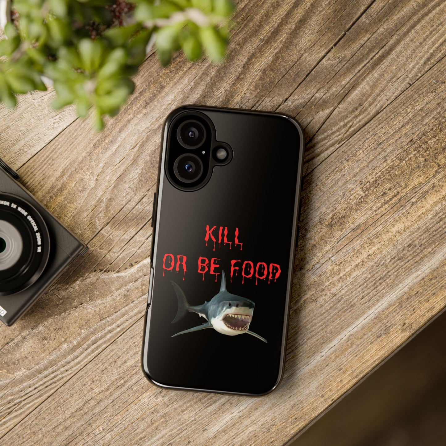 Shark Phone Case with Kill or Be Food Design, Tough Cases for Shark Lovers, Unique Gift for Halloween, Birthday, or Ocean Enthusiasts