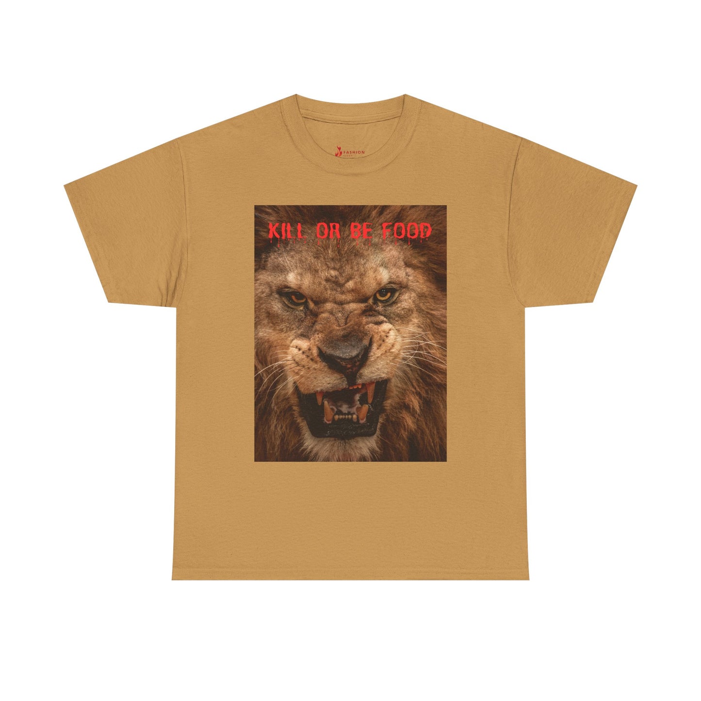 "Kill or Be Food" Unisex Heavy Cotton Tee - Fierce Lion Graphic Tee for Wildlife Lovers