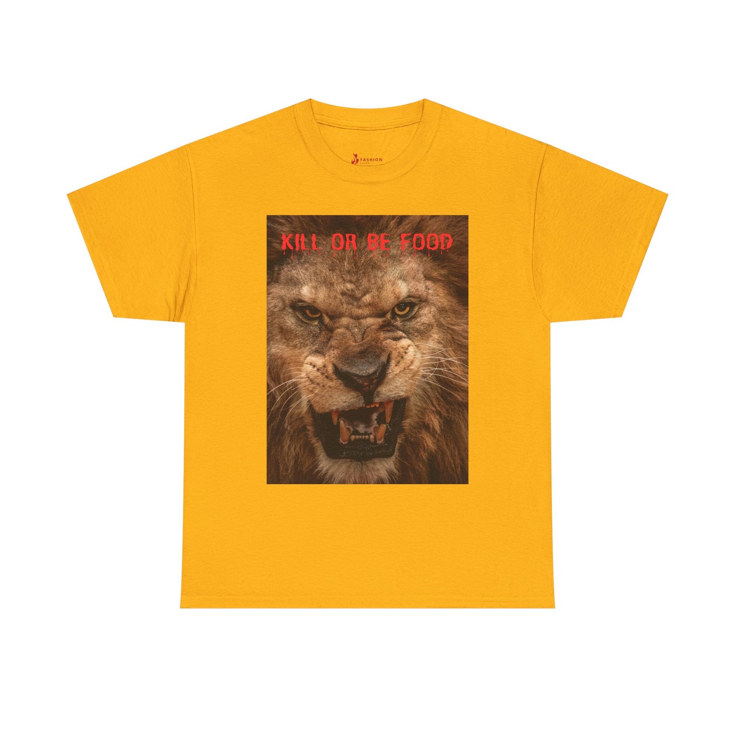 "Kill or Be Food" Unisex Heavy Cotton Tee - Fierce Lion Graphic Tee for Wildlife Lovers