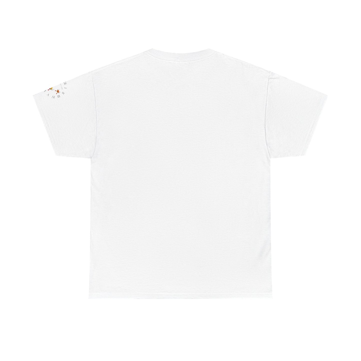 Chic Unisex Heavy Cotton Tee with Floral Clock Design