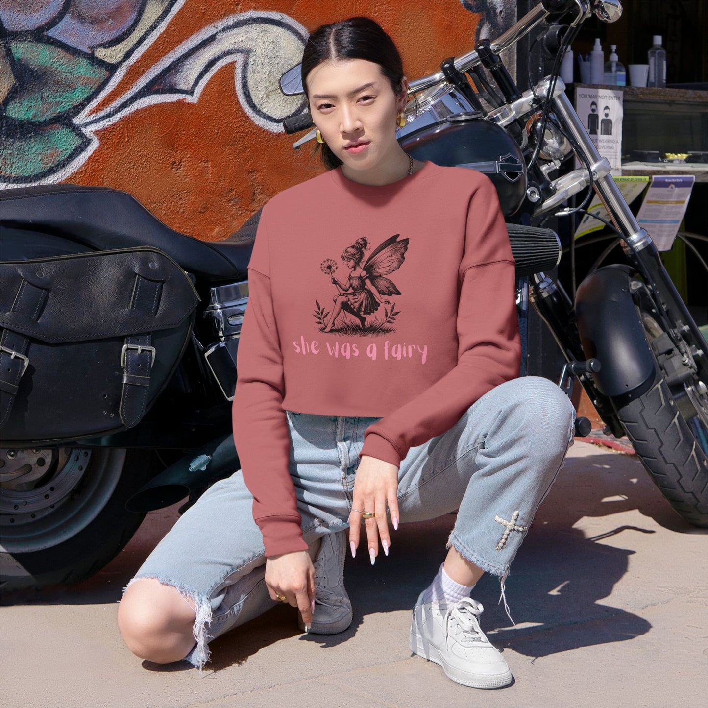 She was a Fairy Dream Women's Cropped Sweatshirt, Cozy Sweatshirt, Gift for Her, Fantasy Apparel, Cute Cropped Top, Festival Clothing