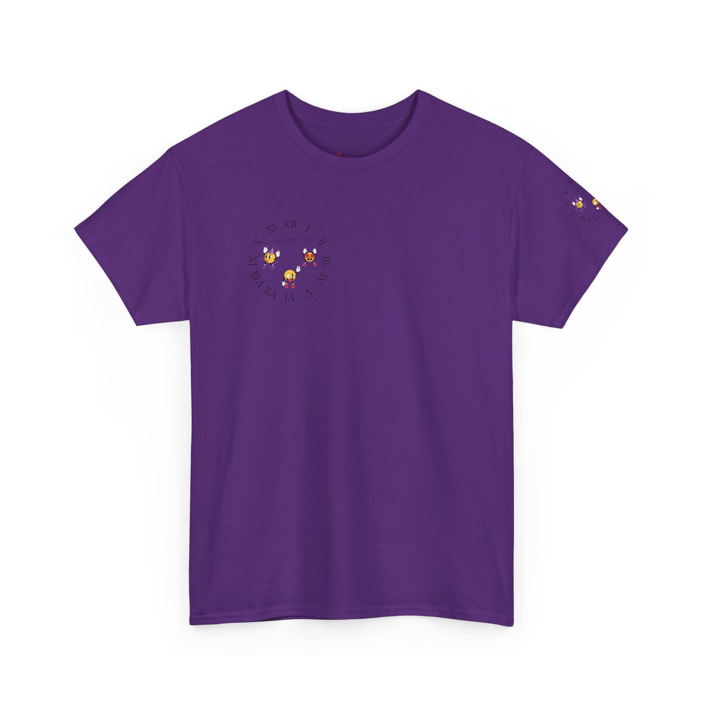 Chic Unisex Heavy Cotton Tee with Floral Clock Design