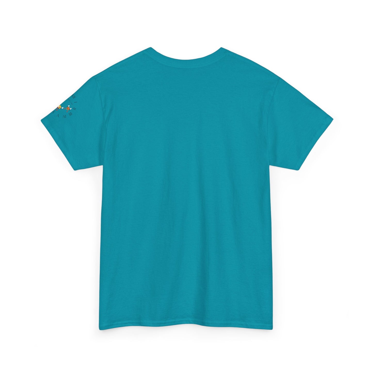 Chic Unisex Heavy Cotton Tee with Floral Clock Design