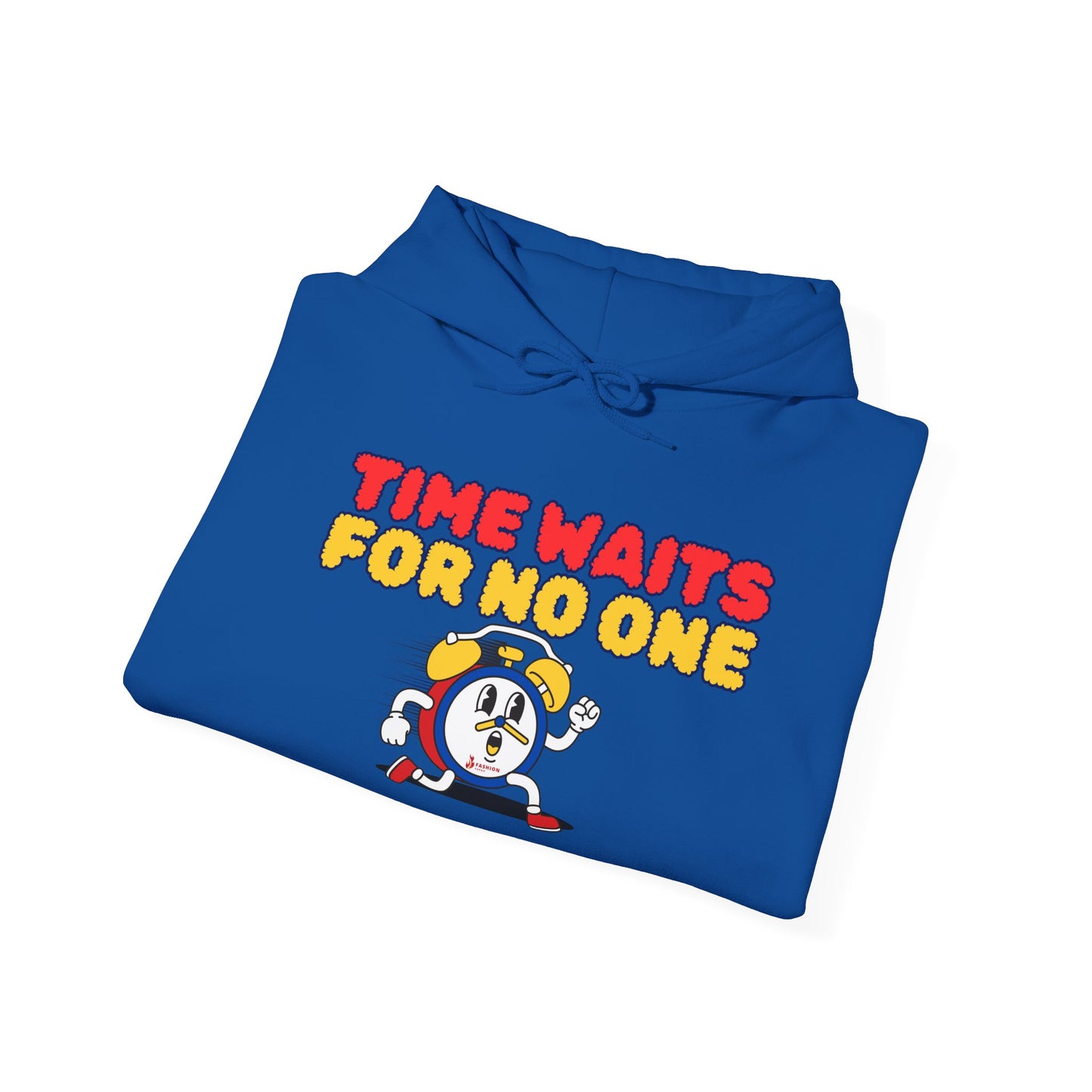 Time Waits For No One Hoodie — Retro Alarm Clock Graphic Sweatshirt