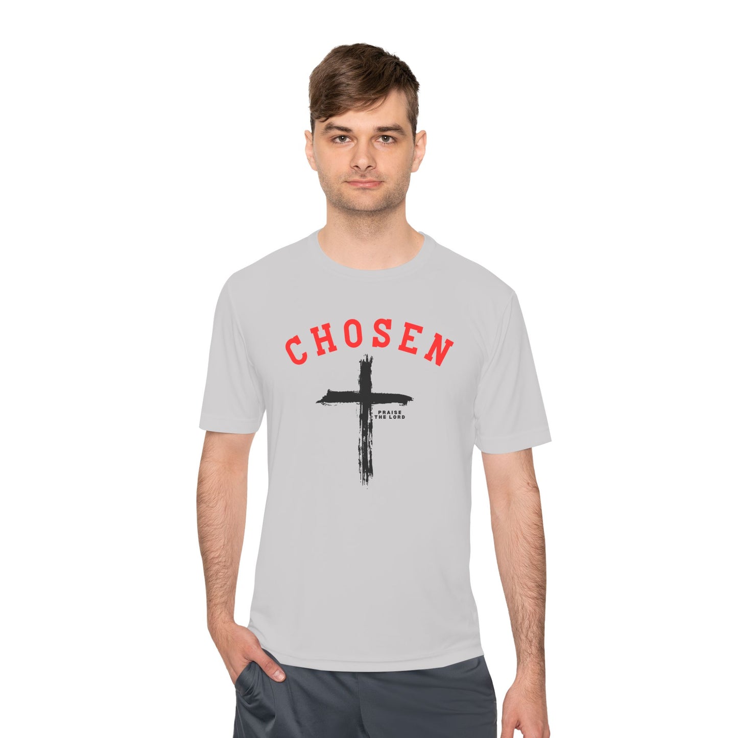 Chosen Faith Unisex Moisture-Wicking Tee, Comfortable Workout Shirt, Christian Fitness Apparel, Faith-Based Gift, Sportswear