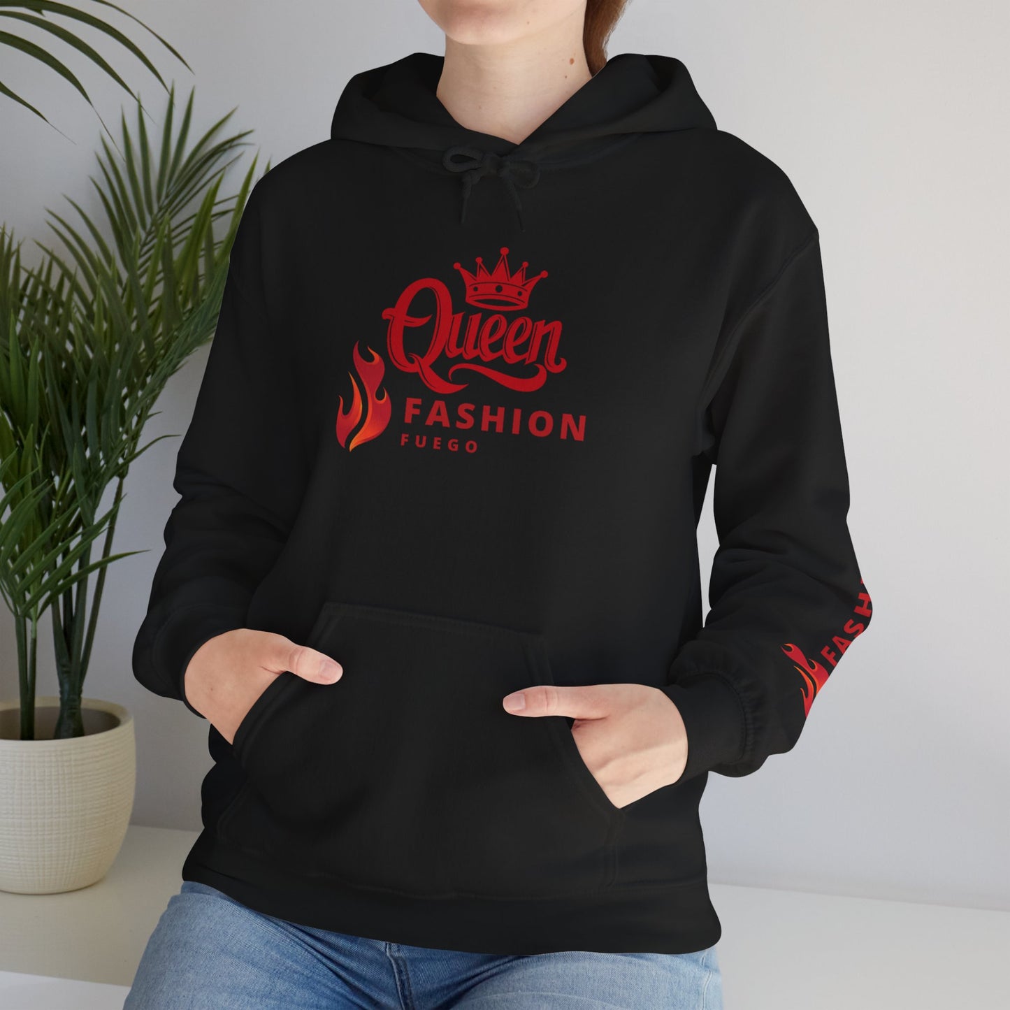 Queen Fashion Fuego Unisex Hoodie, Streetwear Sweatshirt, Trendy Layering Piece, Gift for Her, Stylish Wardrobe Essential