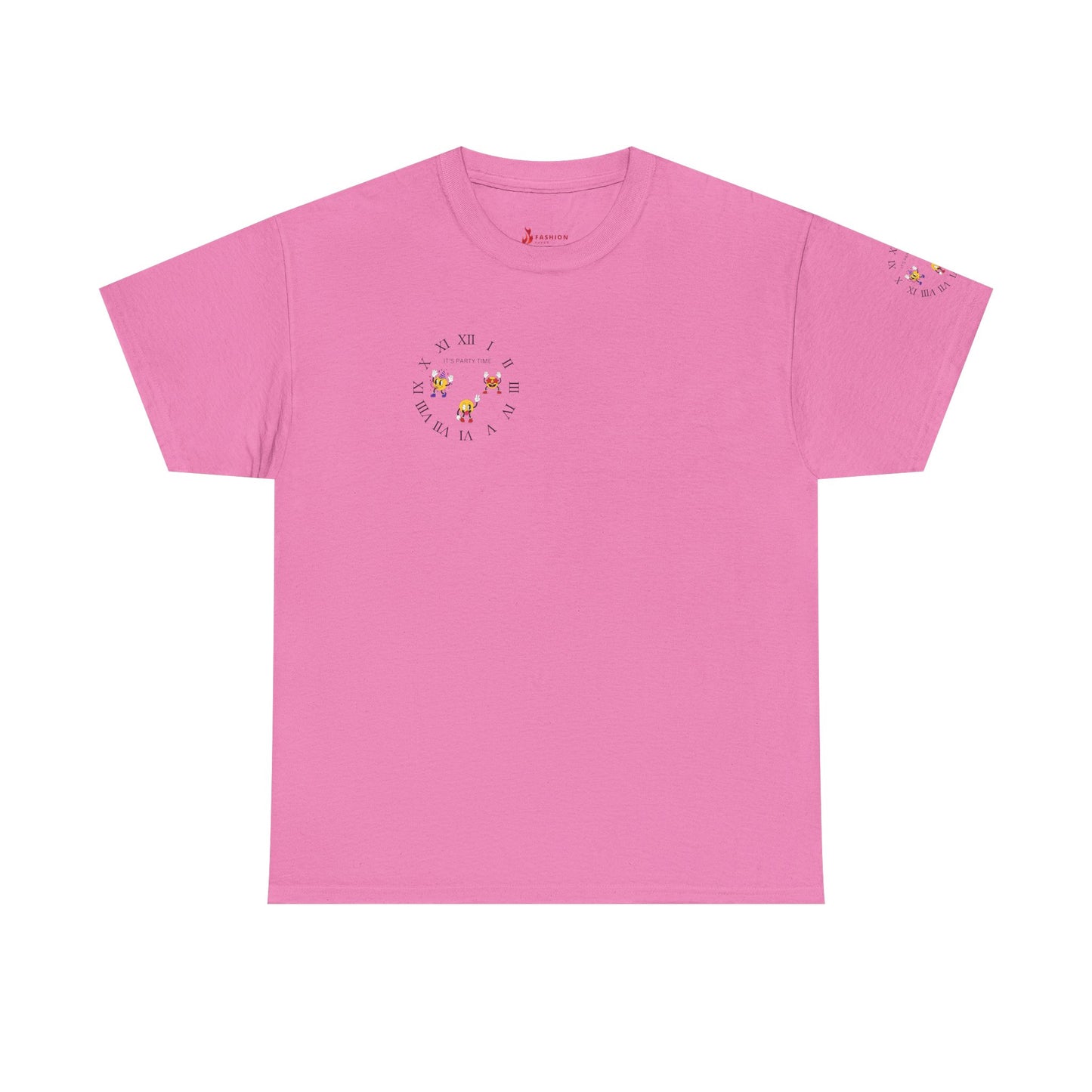 Chic Unisex Heavy Cotton Tee with Floral Clock Design