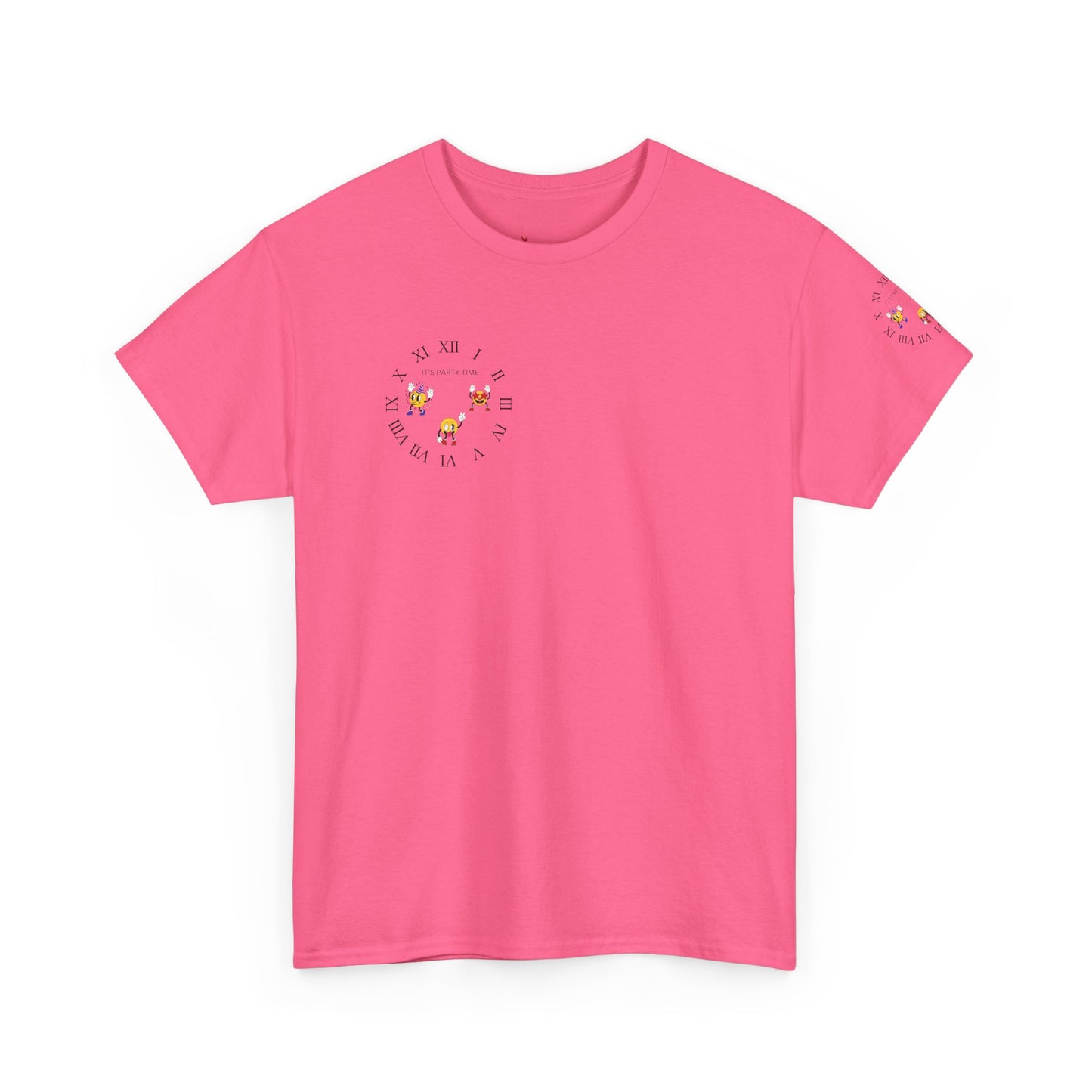 Chic Unisex Heavy Cotton Tee with Floral Clock Design