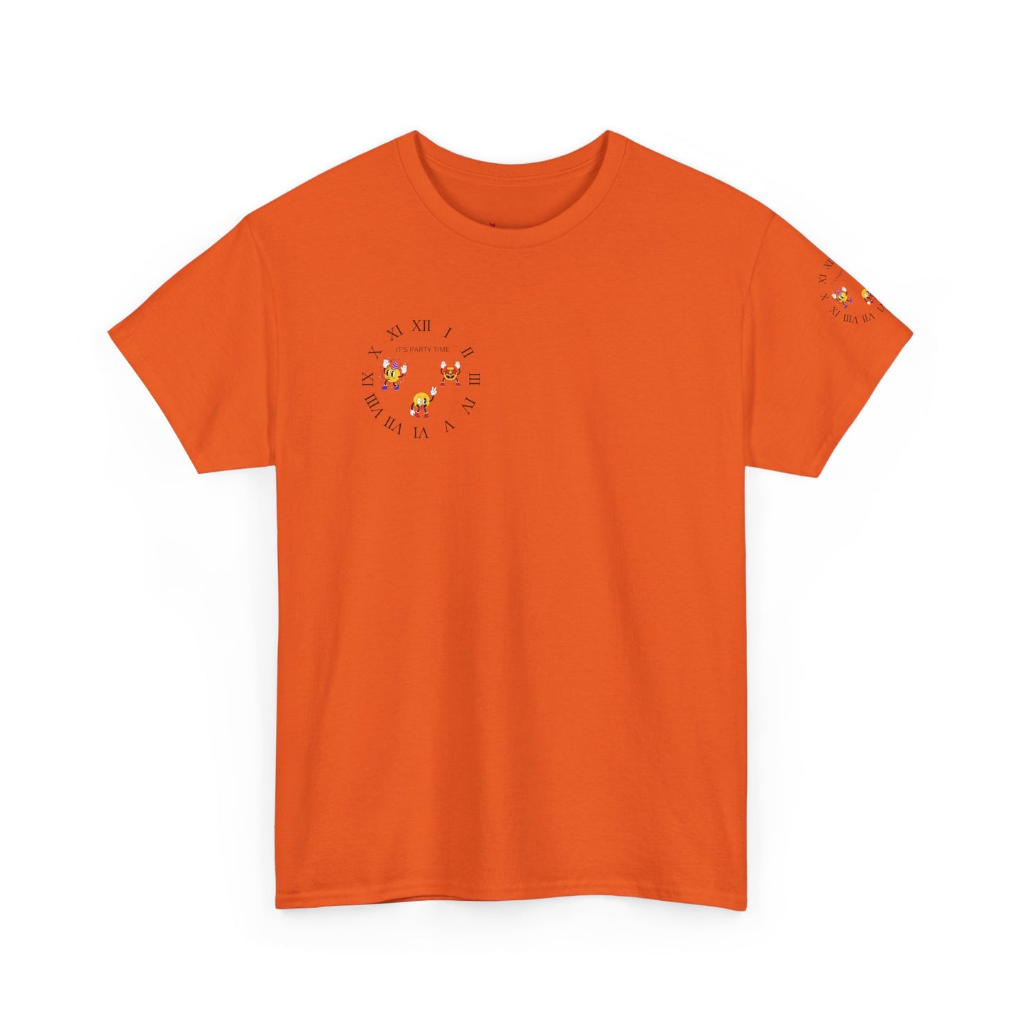 Chic Unisex Heavy Cotton Tee with Floral Clock Design