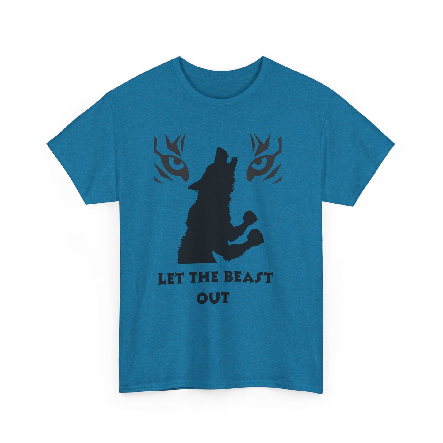Wolf Spirit Unisex Heavy Cotton Tee - Let The Beast Out, Graphic Shirt, Animal Lover Tee, Nature Inspired Apparel, Gift for Adventurers