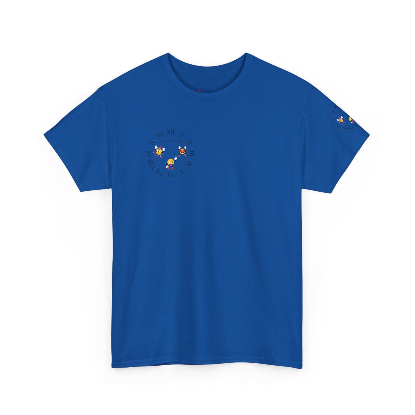 Chic Unisex Heavy Cotton Tee with Floral Clock Design