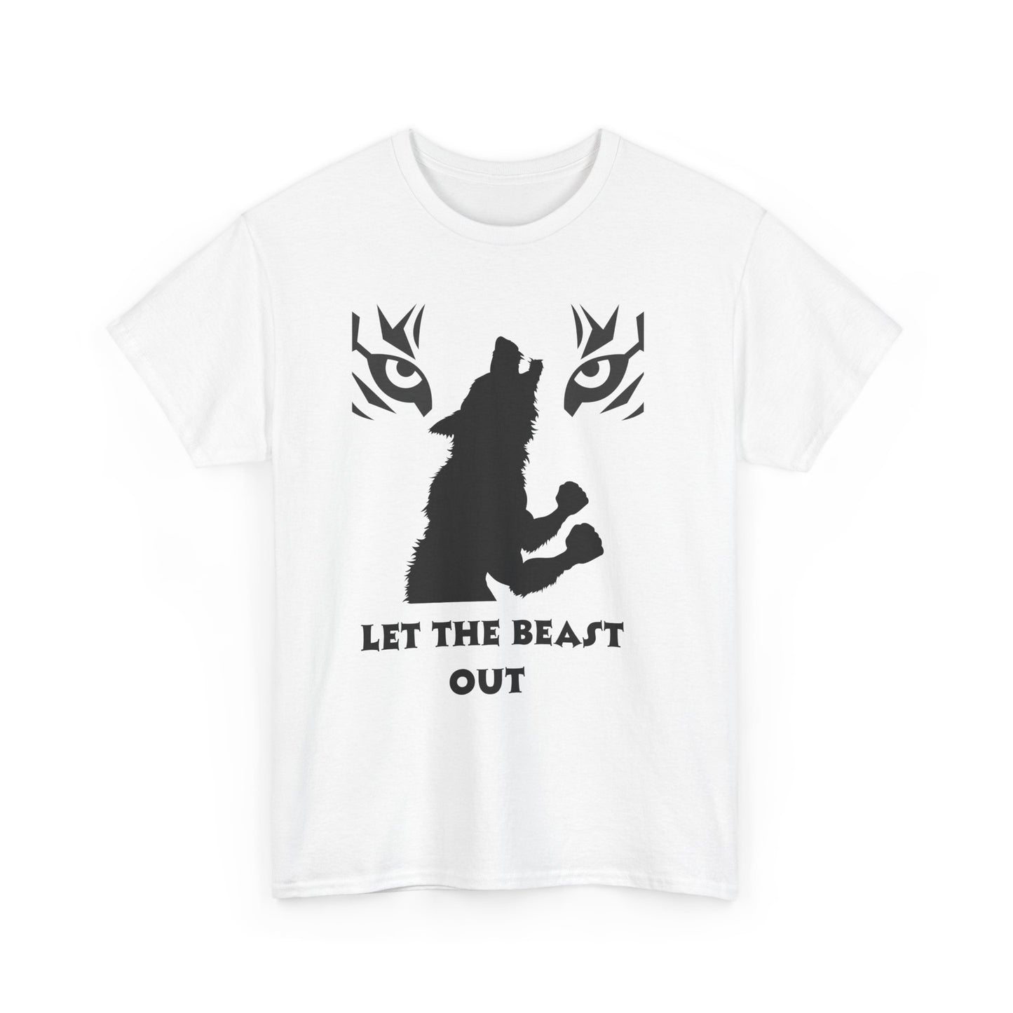 Wolf Spirit Unisex Heavy Cotton Tee - Let The Beast Out, Graphic Shirt, Animal Lover Tee, Nature Inspired Apparel, Gift for Adventurers