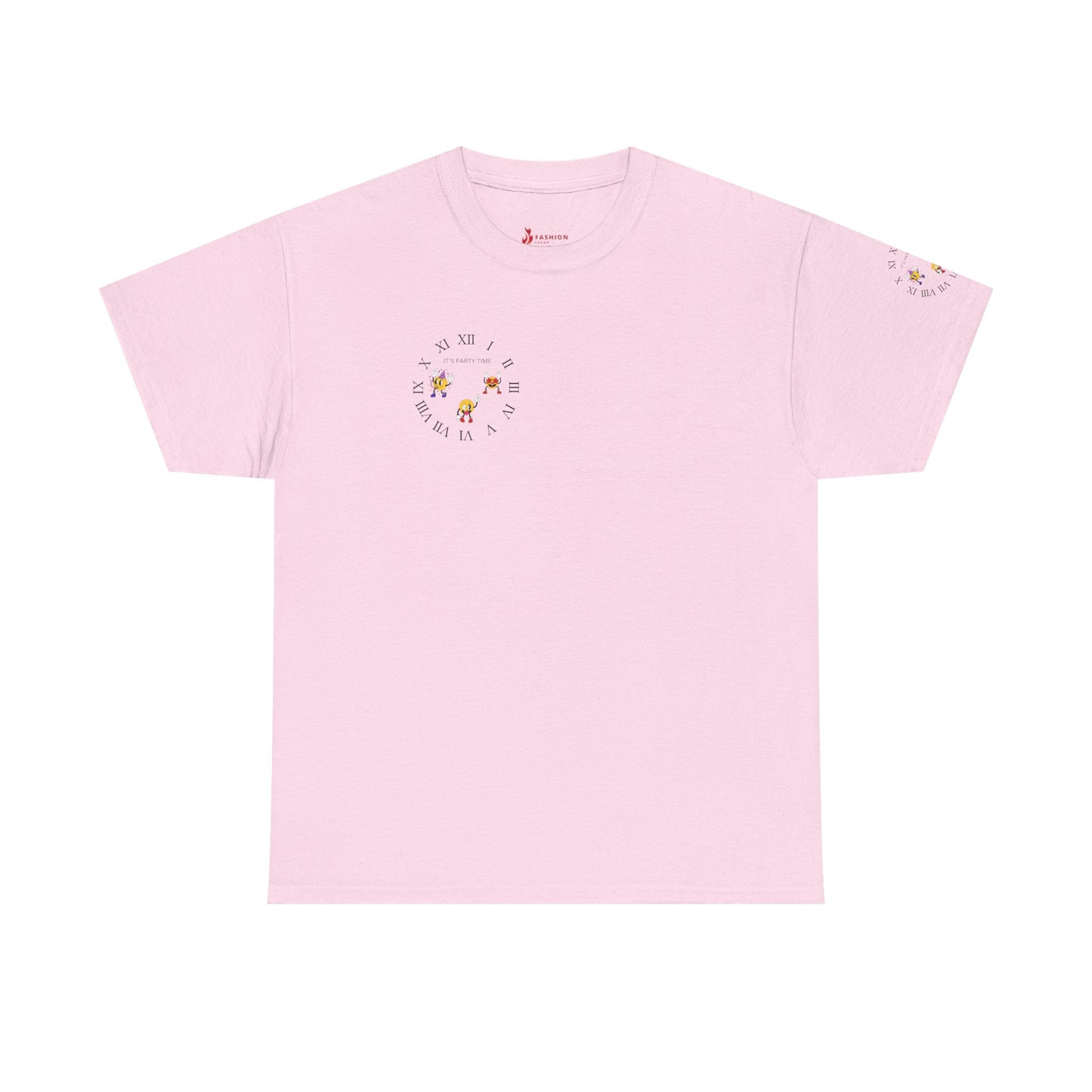 Chic Unisex Heavy Cotton Tee with Floral Clock Design