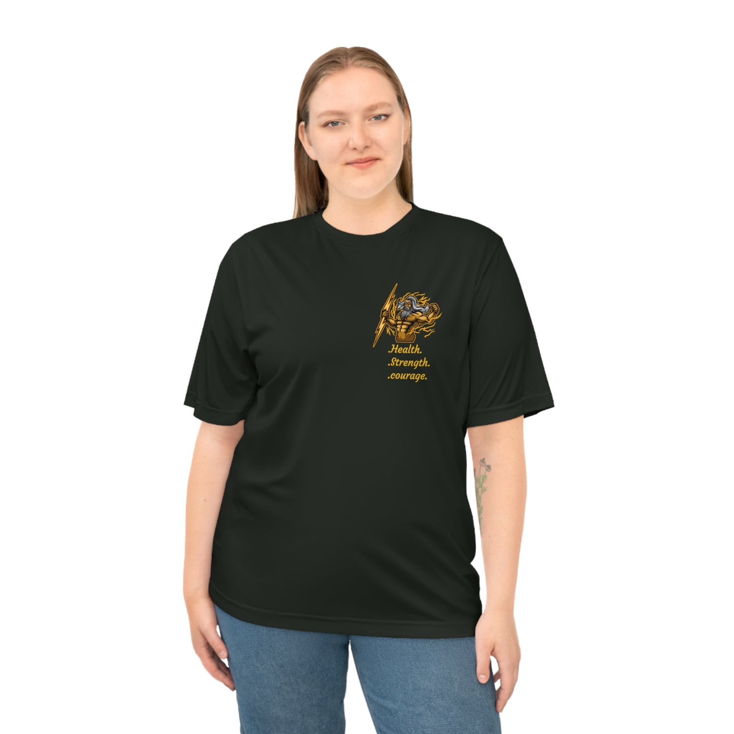 zeus Unisex Zone Performance T-Shirt - Health, Strength, Courage Motivational Tee