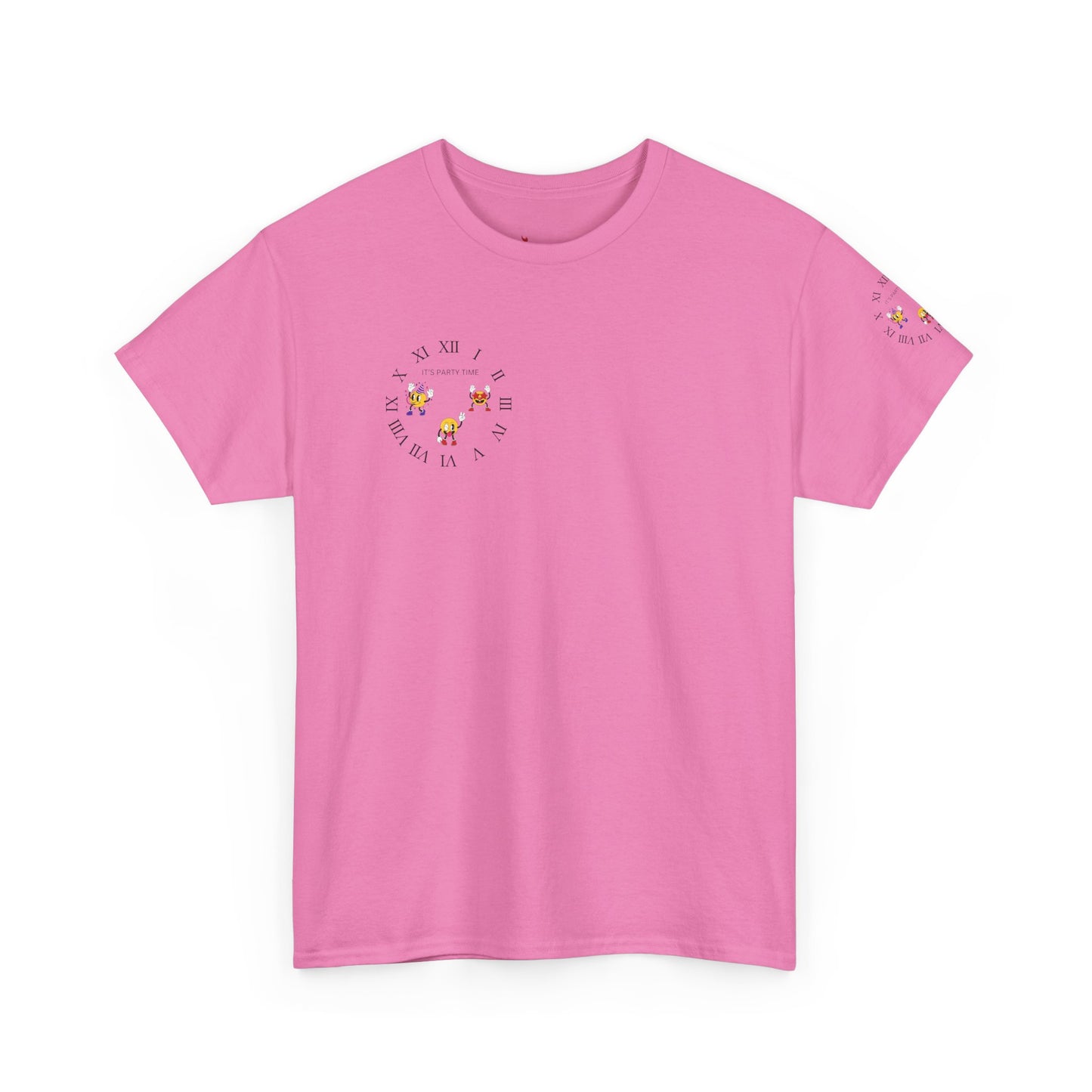 Chic Unisex Heavy Cotton Tee with Floral Clock Design