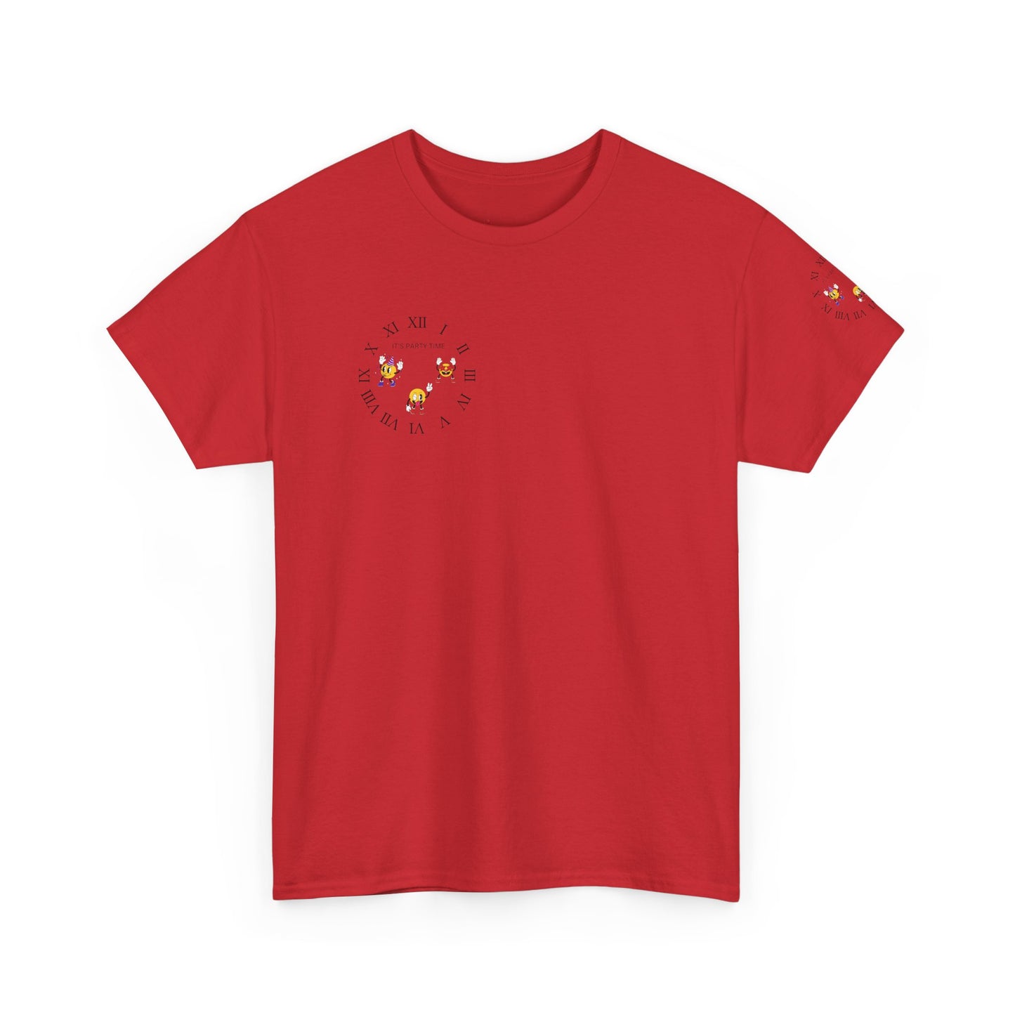 Chic Unisex Heavy Cotton Tee with Floral Clock Design