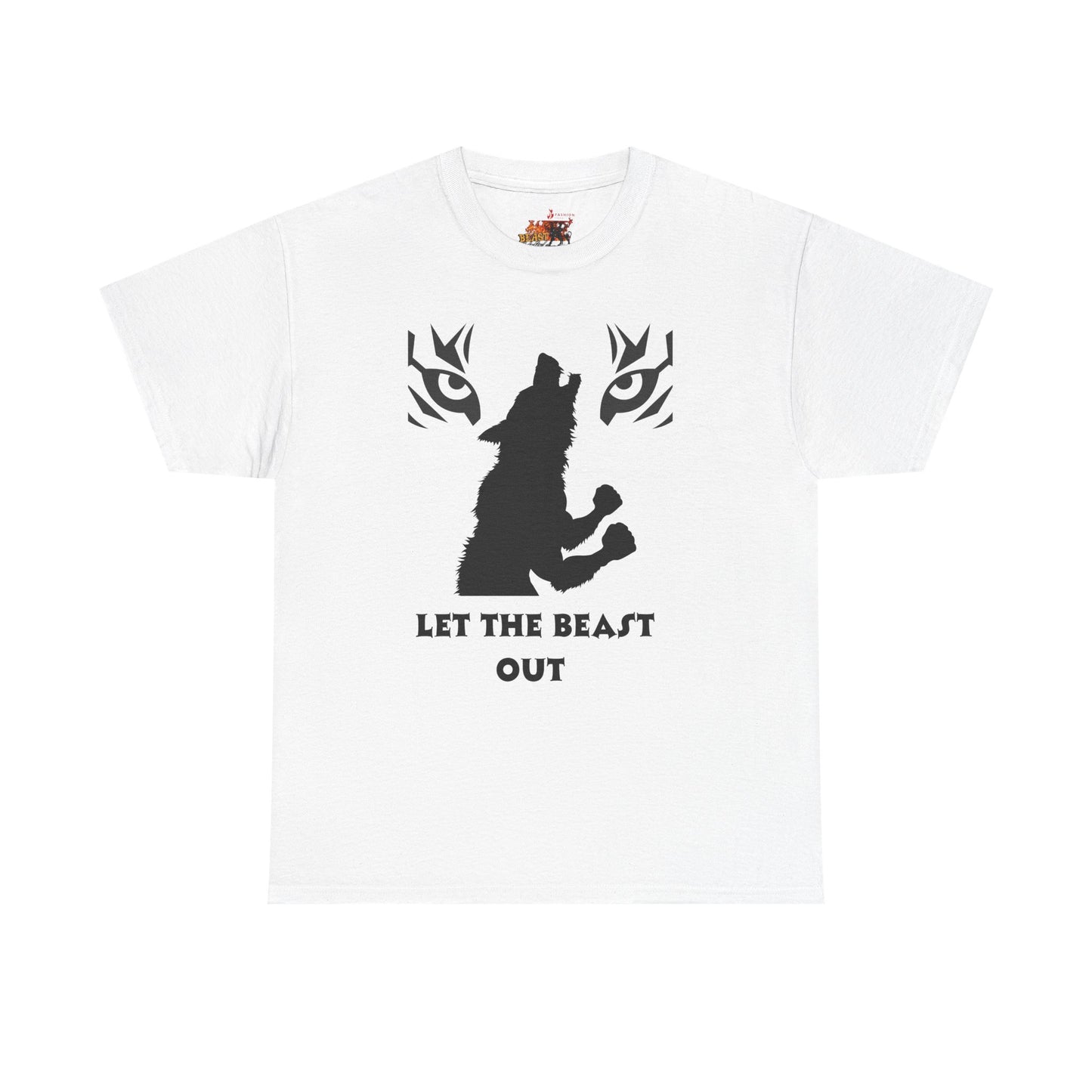 Wolf Spirit Unisex Heavy Cotton Tee - Let The Beast Out, Graphic Shirt, Animal Lover Tee, Nature Inspired Apparel, Gift for Adventurers
