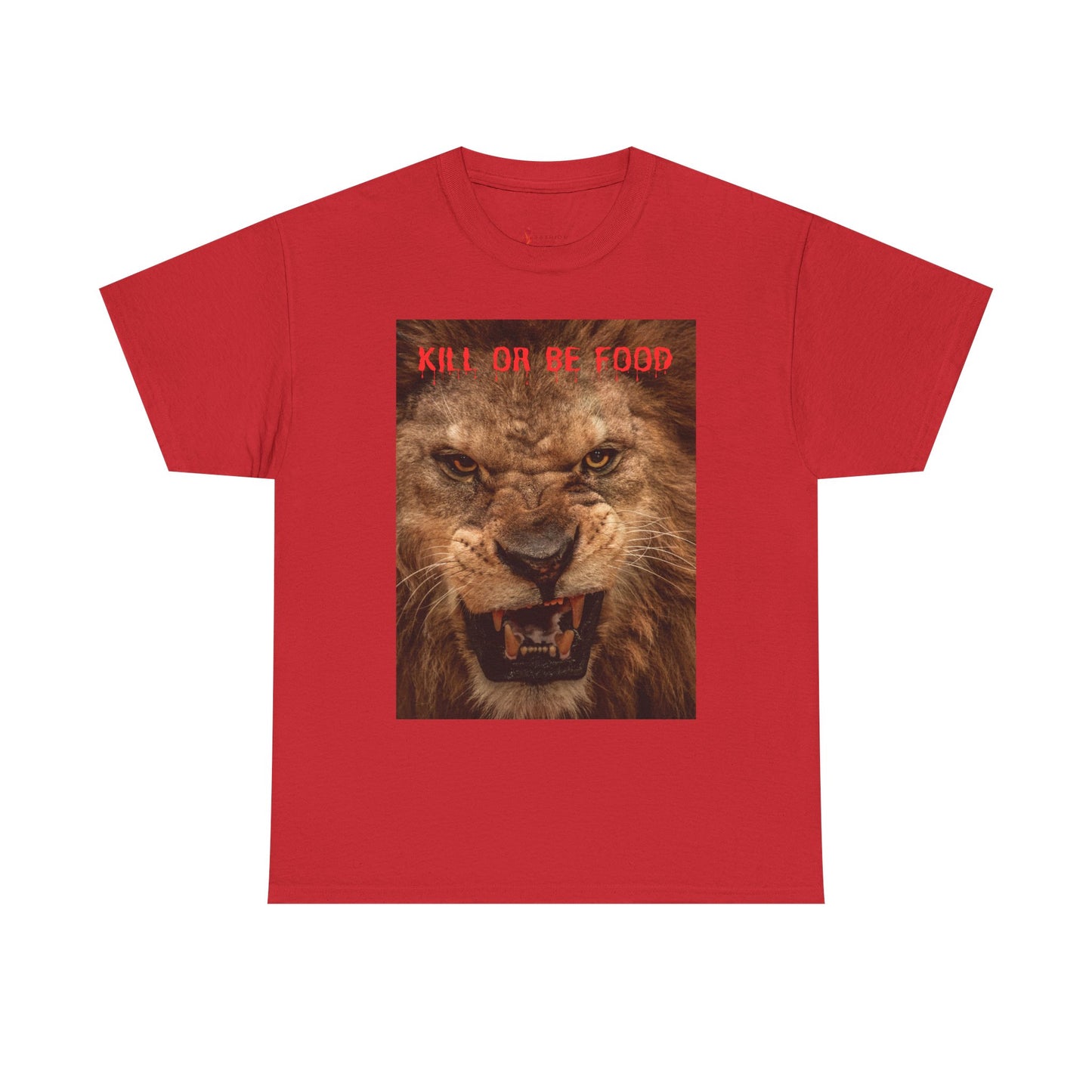 "Kill or Be Food" Unisex Heavy Cotton Tee - Fierce Lion Graphic Tee for Wildlife Lovers