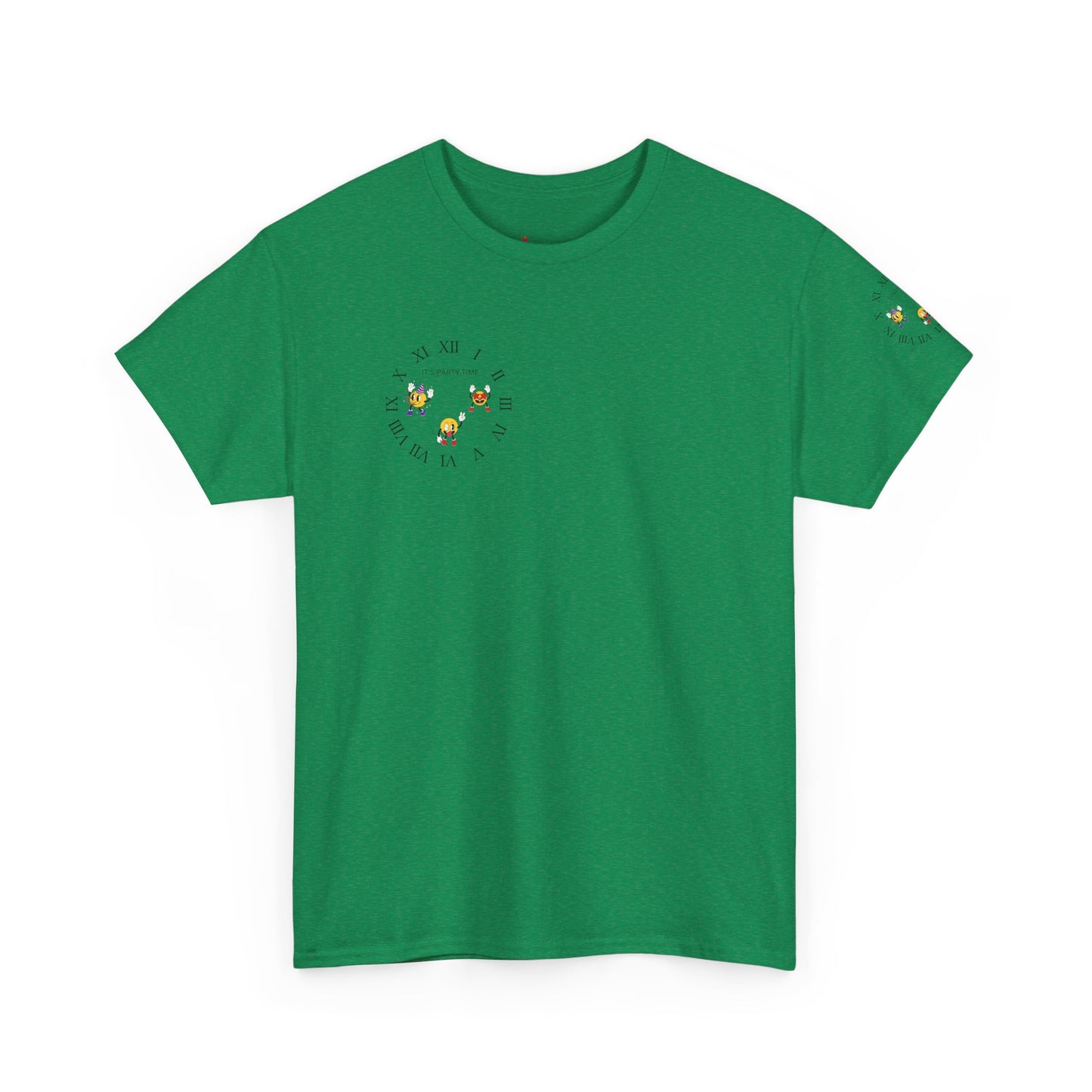 Chic Unisex Heavy Cotton Tee with Floral Clock Design