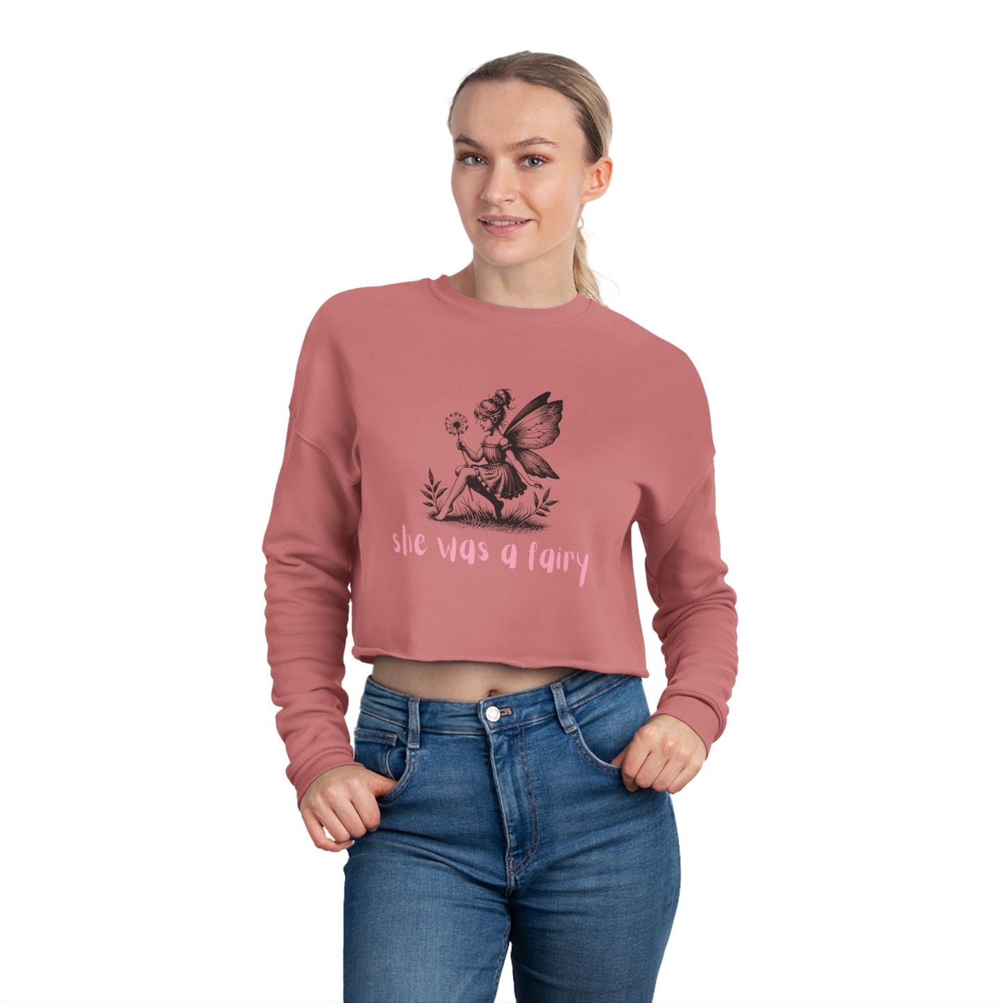 She was a Fairy Dream Women's Cropped Sweatshirt, Cozy Sweatshirt, Gift for Her, Fantasy Apparel, Cute Cropped Top, Festival Clothing