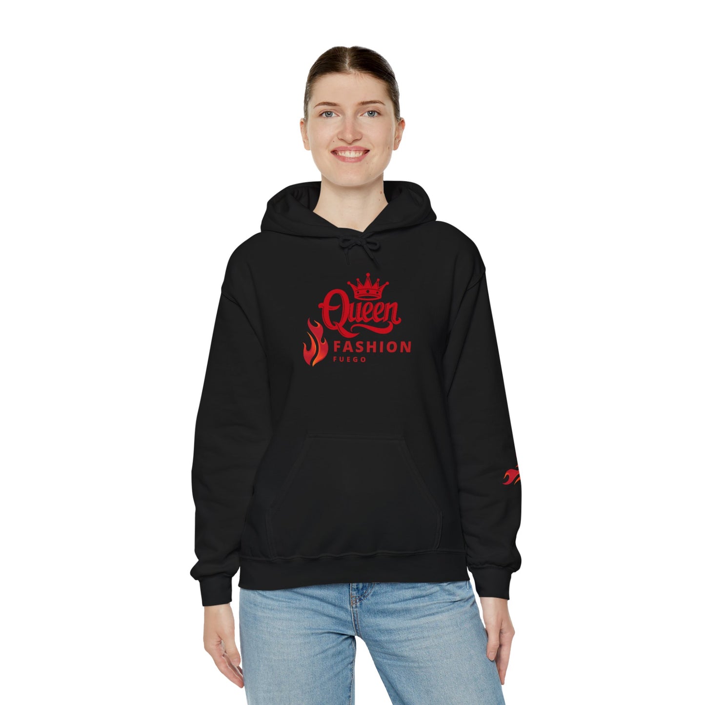 Queen Fashion Fuego Unisex Hoodie, Streetwear Sweatshirt, Trendy Layering Piece, Gift for Her, Stylish Wardrobe Essential