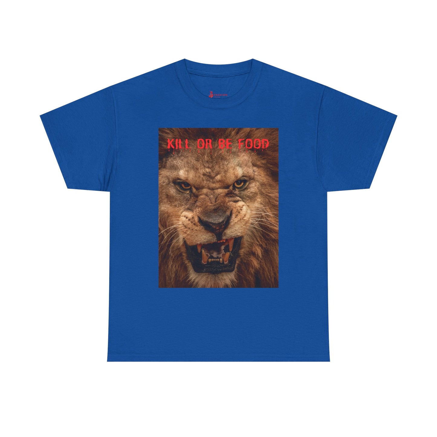 "Kill or Be Food" Unisex Heavy Cotton Tee - Fierce Lion Graphic Tee for Wildlife Lovers