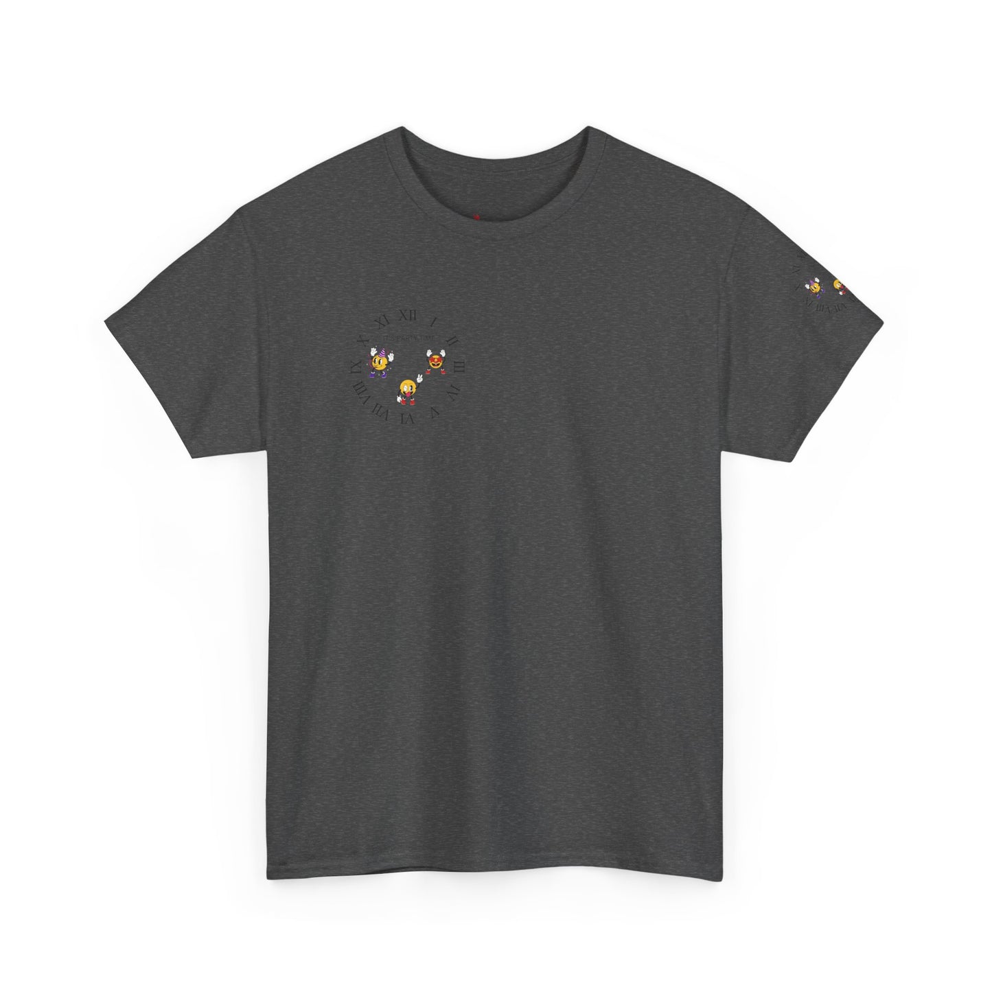 Chic Unisex Heavy Cotton Tee with Floral Clock Design