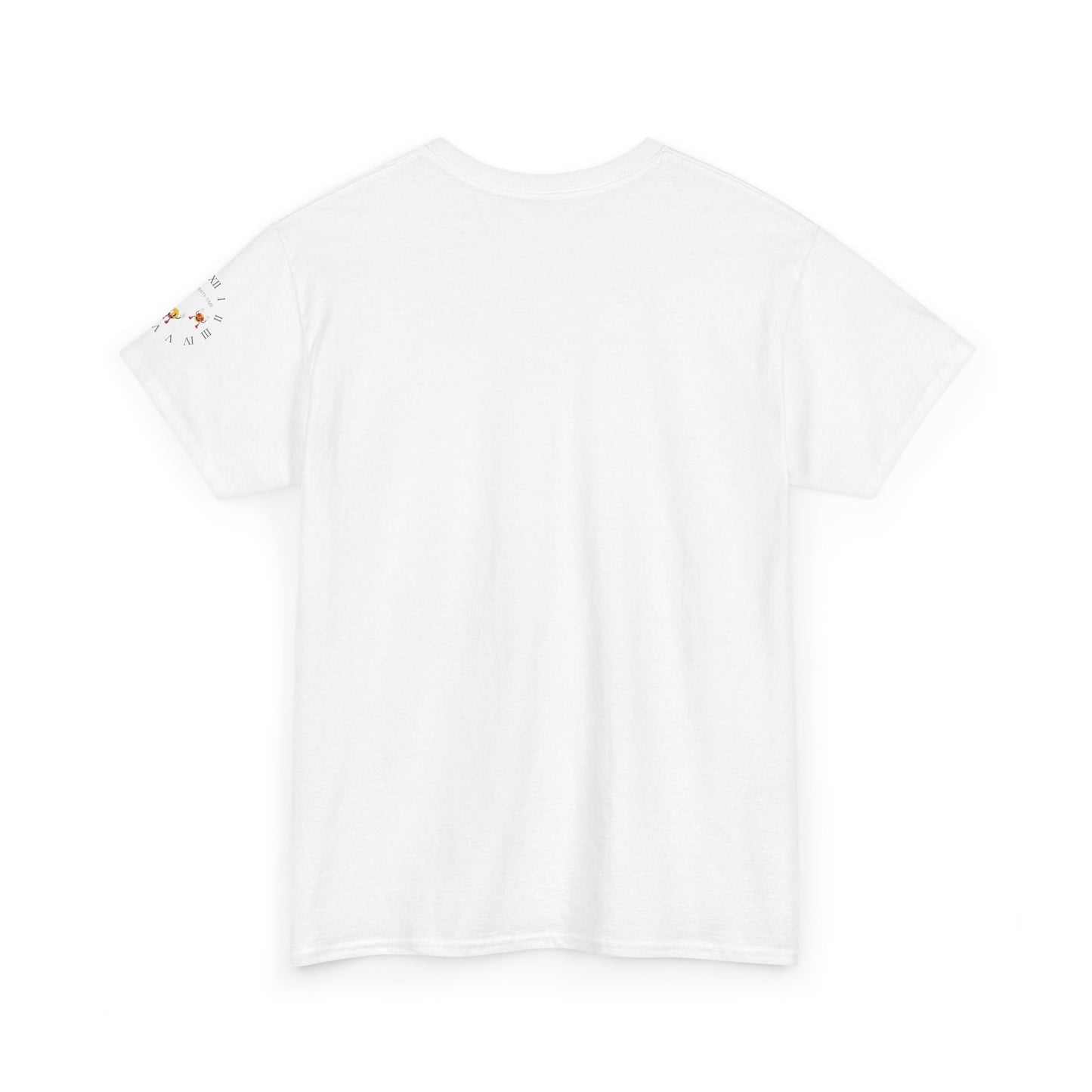 Chic Unisex Heavy Cotton Tee with Floral Clock Design