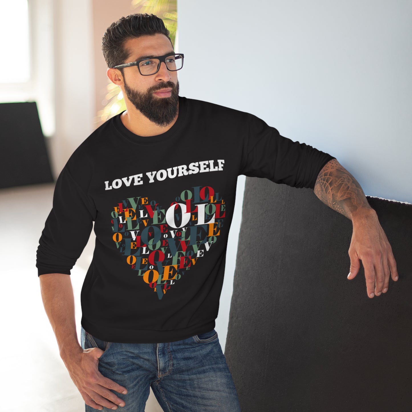 Love Yourself Unisex Crew Neck Sweatshirt - Cozy Gift for Self-Love, Motivation, Birthdays, Self-Care, Everyday Wear