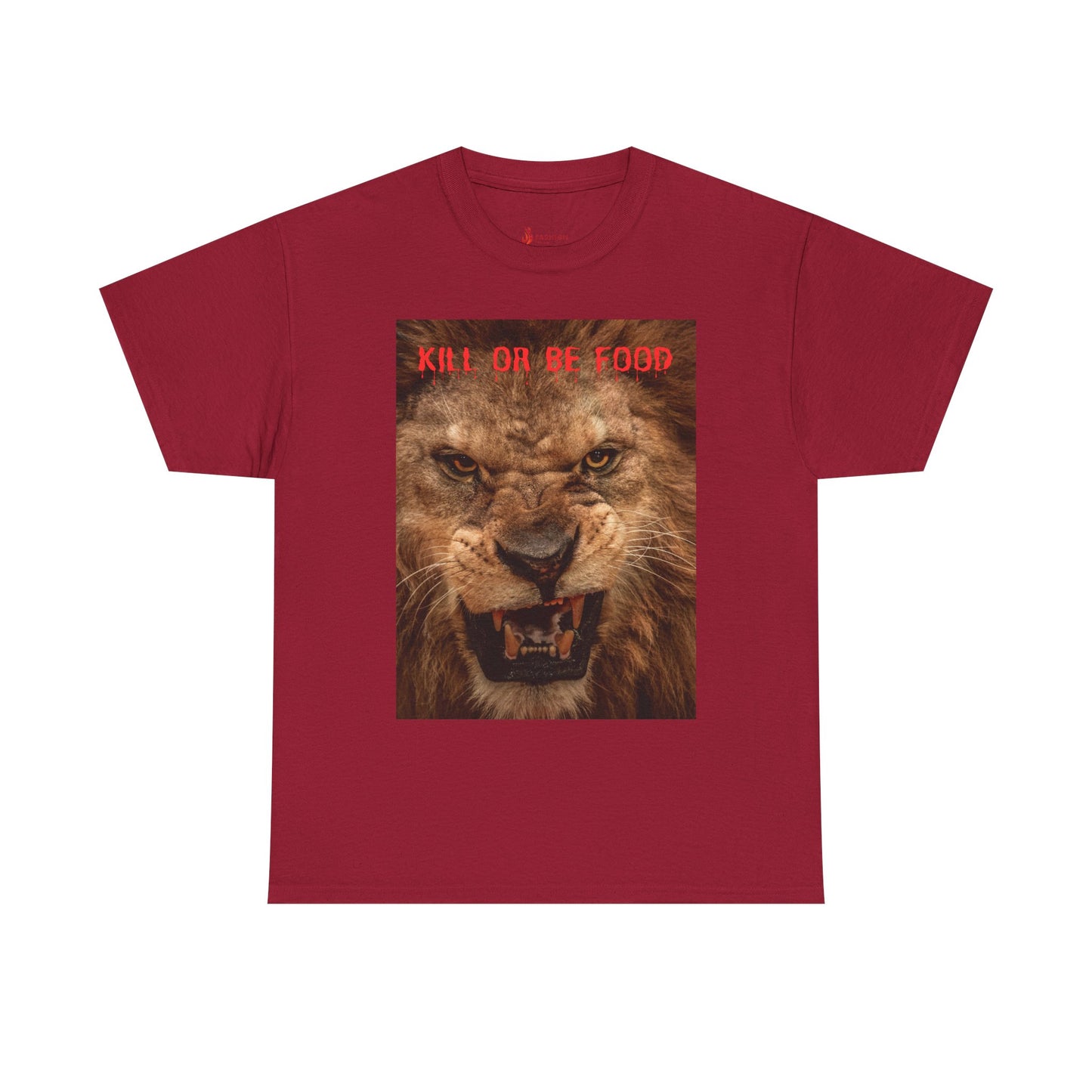 "Kill or Be Food" Unisex Heavy Cotton Tee - Fierce Lion Graphic Tee for Wildlife Lovers
