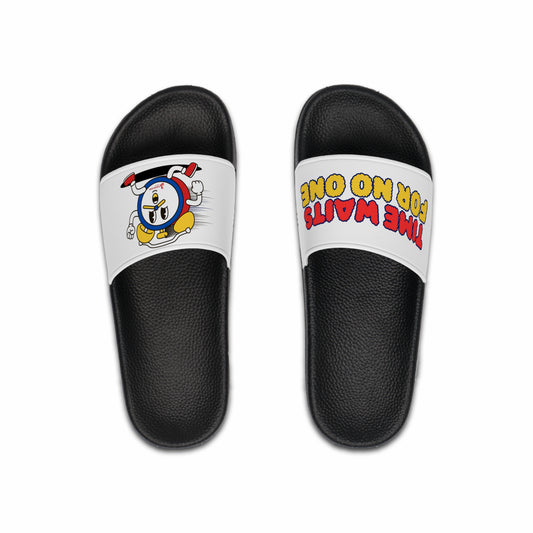 Time waits for no one Casual Beach Slides, Gift for Him, Fun Summer Ventures