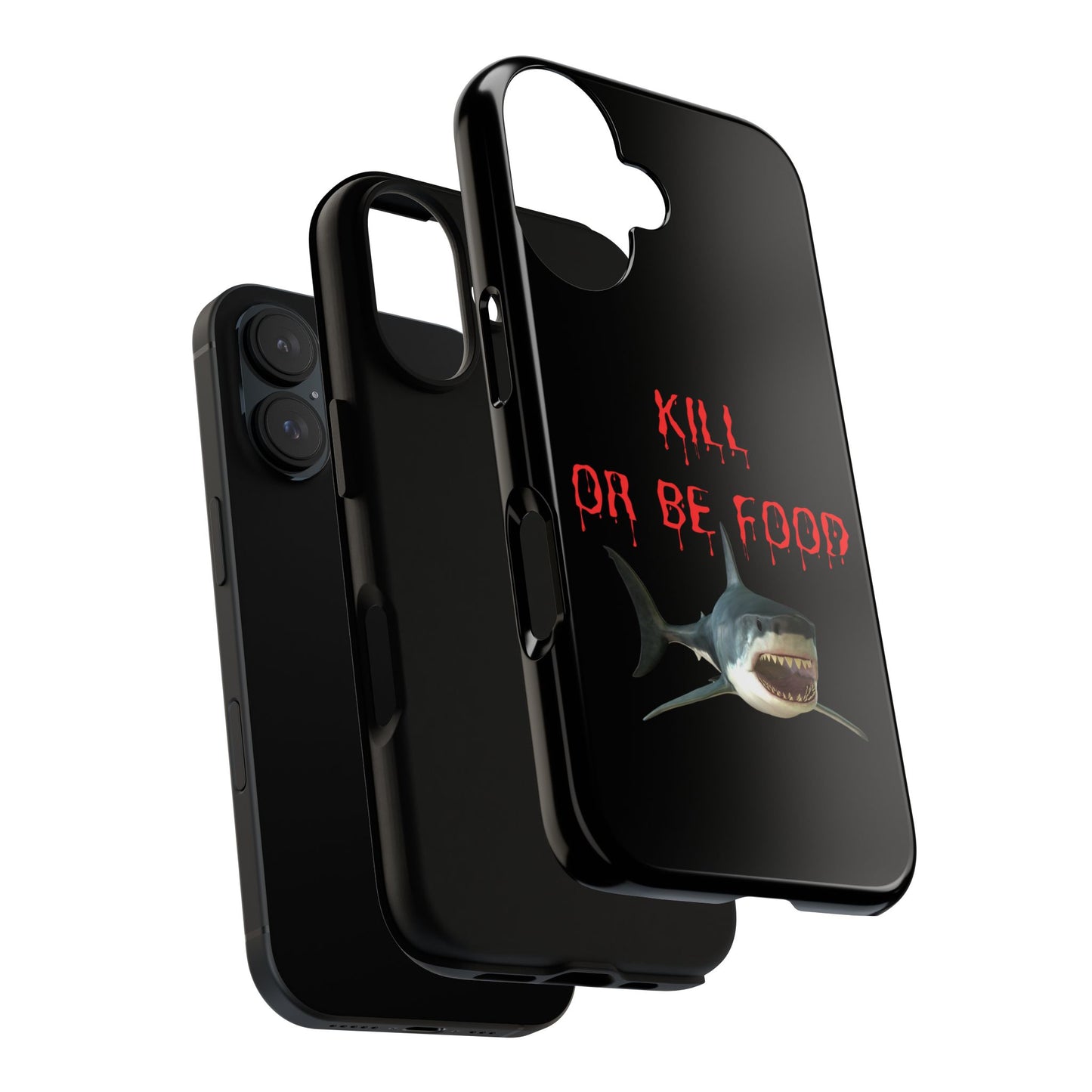 Shark Phone Case with Kill or Be Food Design, Tough Cases for Shark Lovers, Unique Gift for Halloween, Birthday, or Ocean Enthusiasts