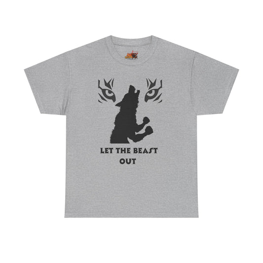 Wolf Spirit Unisex Heavy Cotton Tee - Let The Beast Out, Graphic Shirt, Animal Lover Tee, Nature Inspired Apparel, Gift for Adventurers