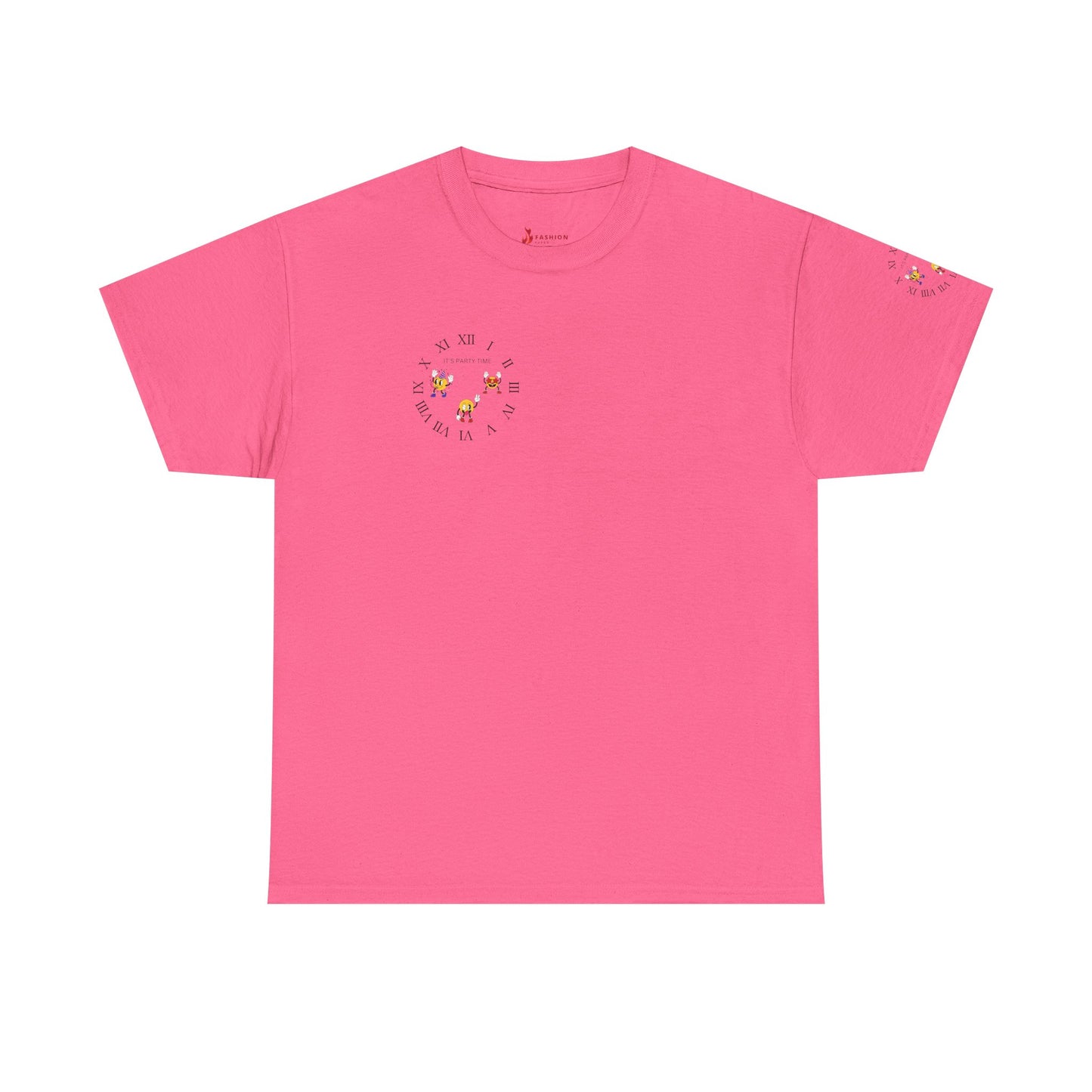 Chic Unisex Heavy Cotton Tee with Floral Clock Design