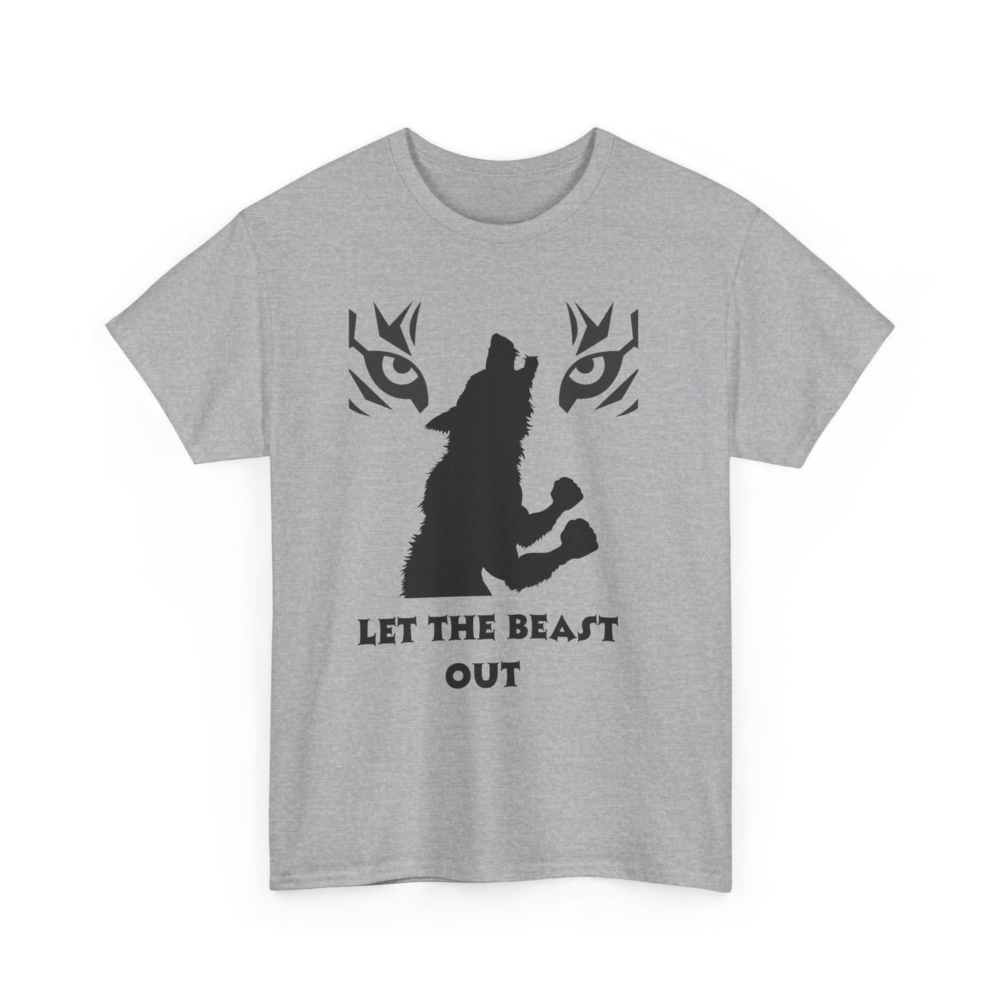 Wolf Spirit Unisex Heavy Cotton Tee - Let The Beast Out, Graphic Shirt, Animal Lover Tee, Nature Inspired Apparel, Gift for Adventurers