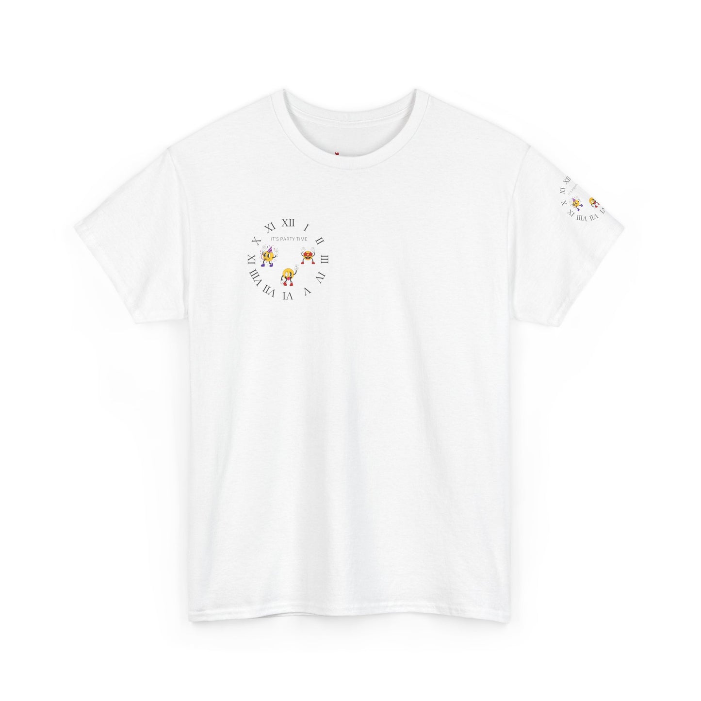 Chic Unisex Heavy Cotton Tee with Floral Clock Design
