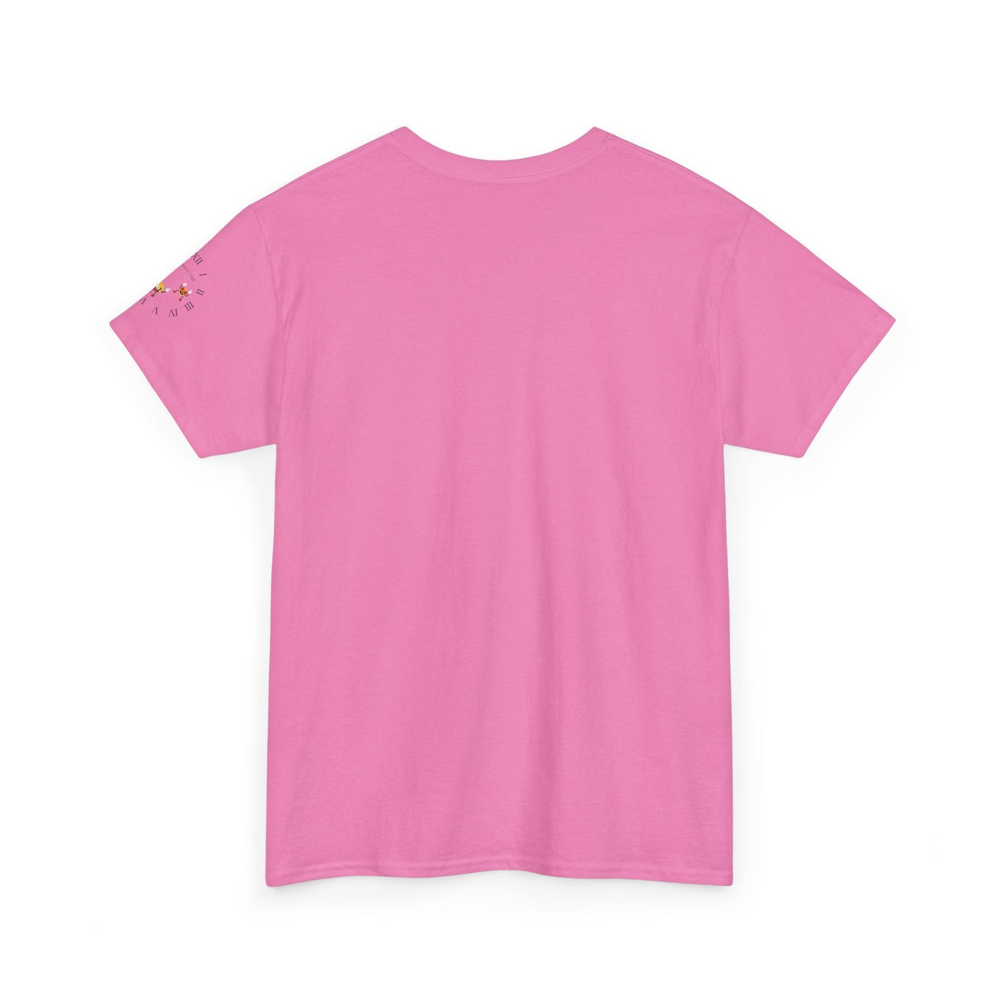 Chic Unisex Heavy Cotton Tee with Floral Clock Design