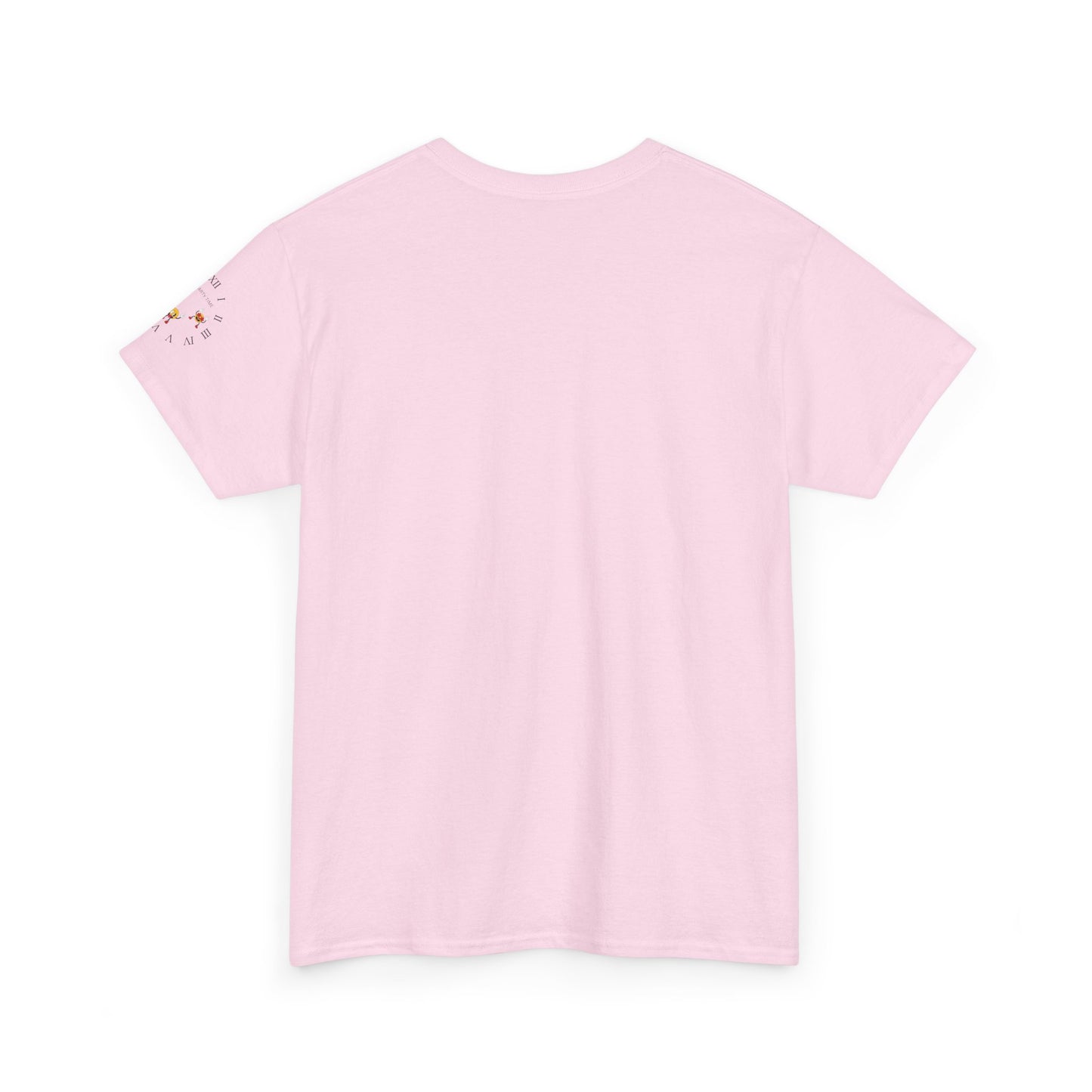 Chic Unisex Heavy Cotton Tee with Floral Clock Design