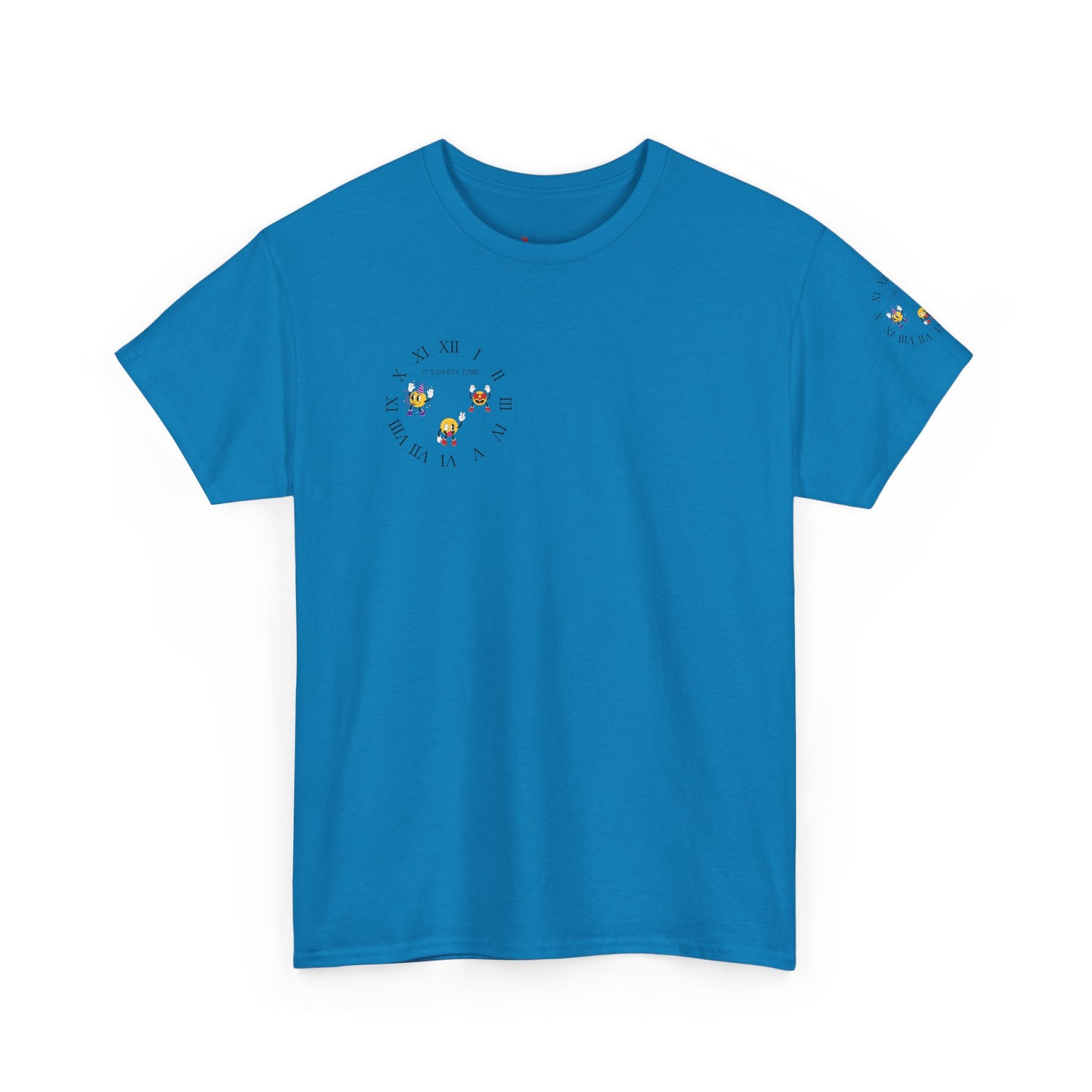Chic Unisex Heavy Cotton Tee with Floral Clock Design