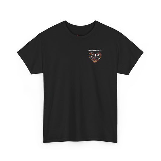 Love your self " Unisex Heavy Cotton Tee - Fierce Lion Graphic Tee for Wildlife Lovers