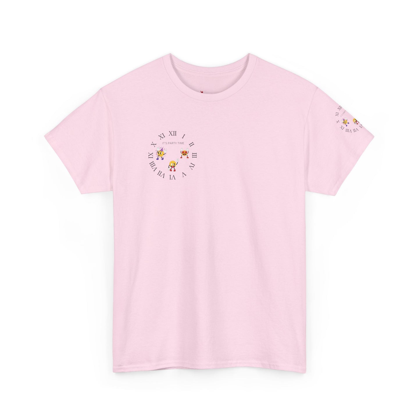 Chic Unisex Heavy Cotton Tee with Floral Clock Design