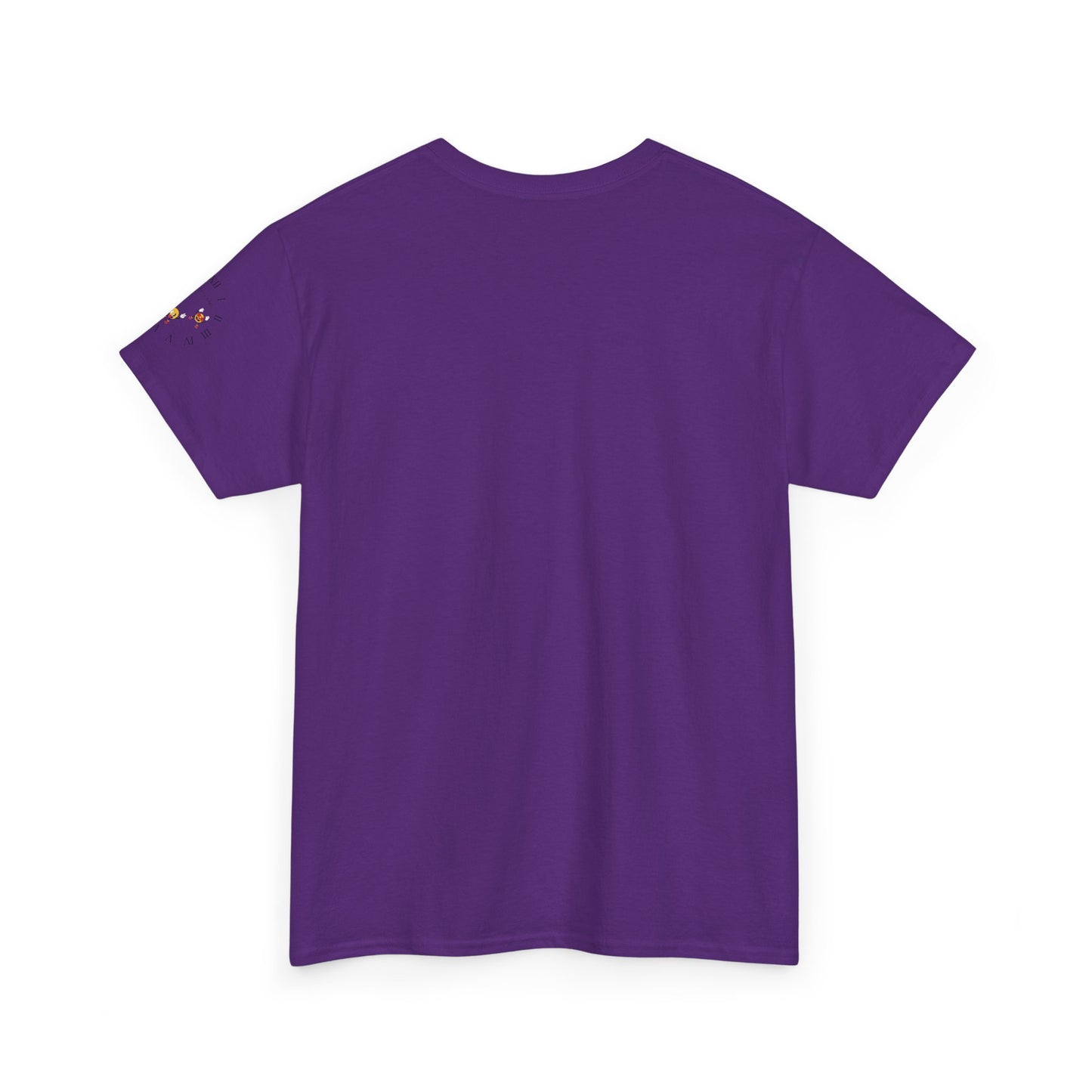 Chic Unisex Heavy Cotton Tee with Floral Clock Design